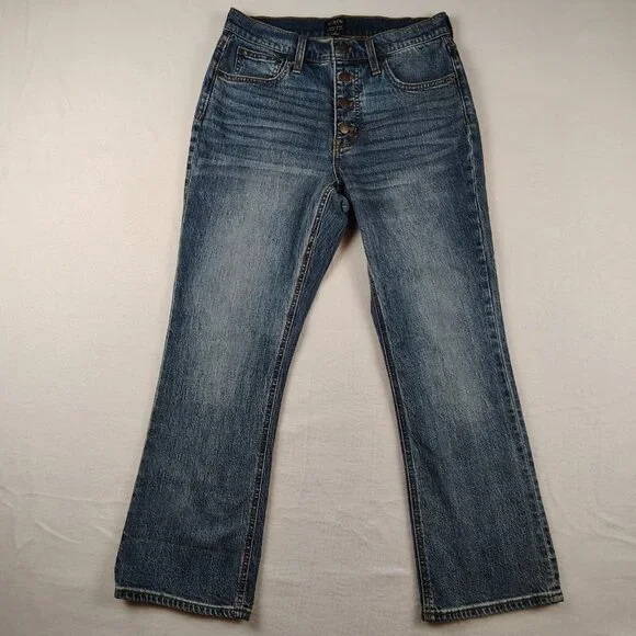 J.Crew High-Rise Crop Flare Jeans Womens sz 27 Button Fly Re- Imagined - Picture 1 of 11